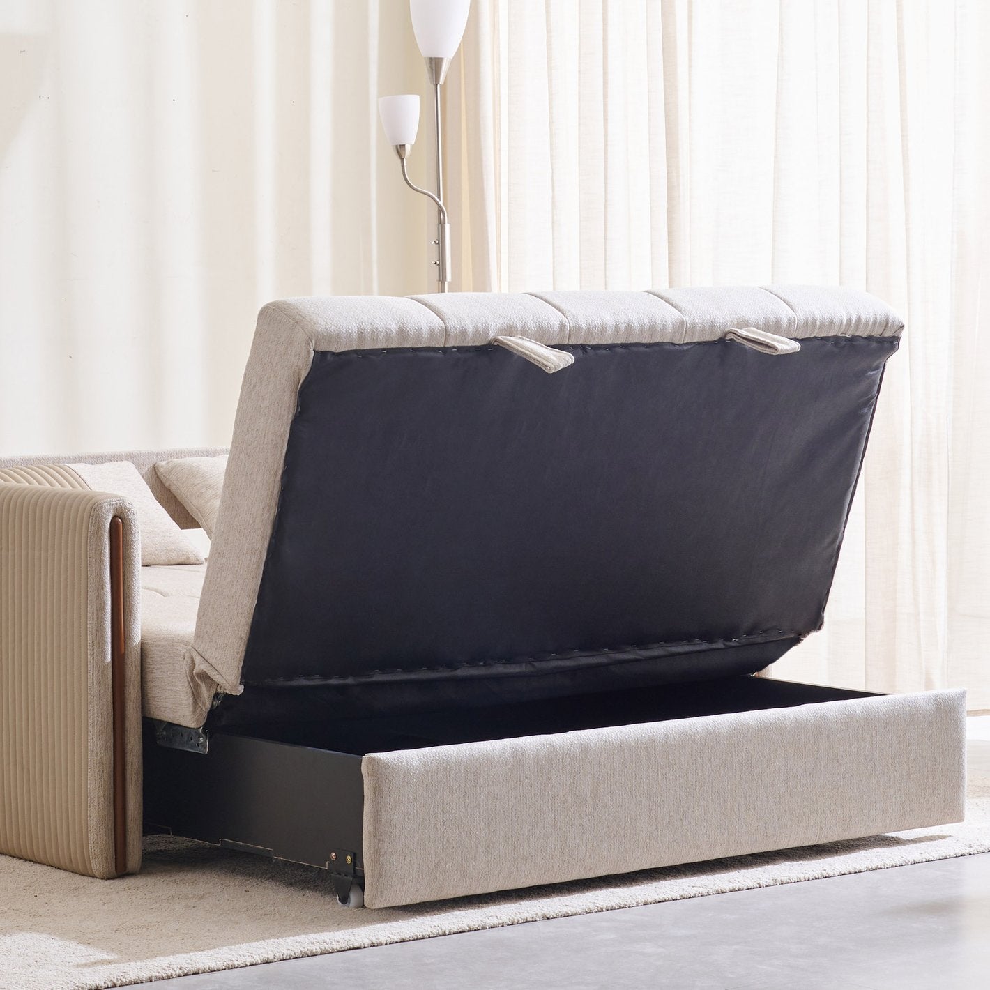 2-Seater Pull Out Sofa-cum-Bed with Cushions