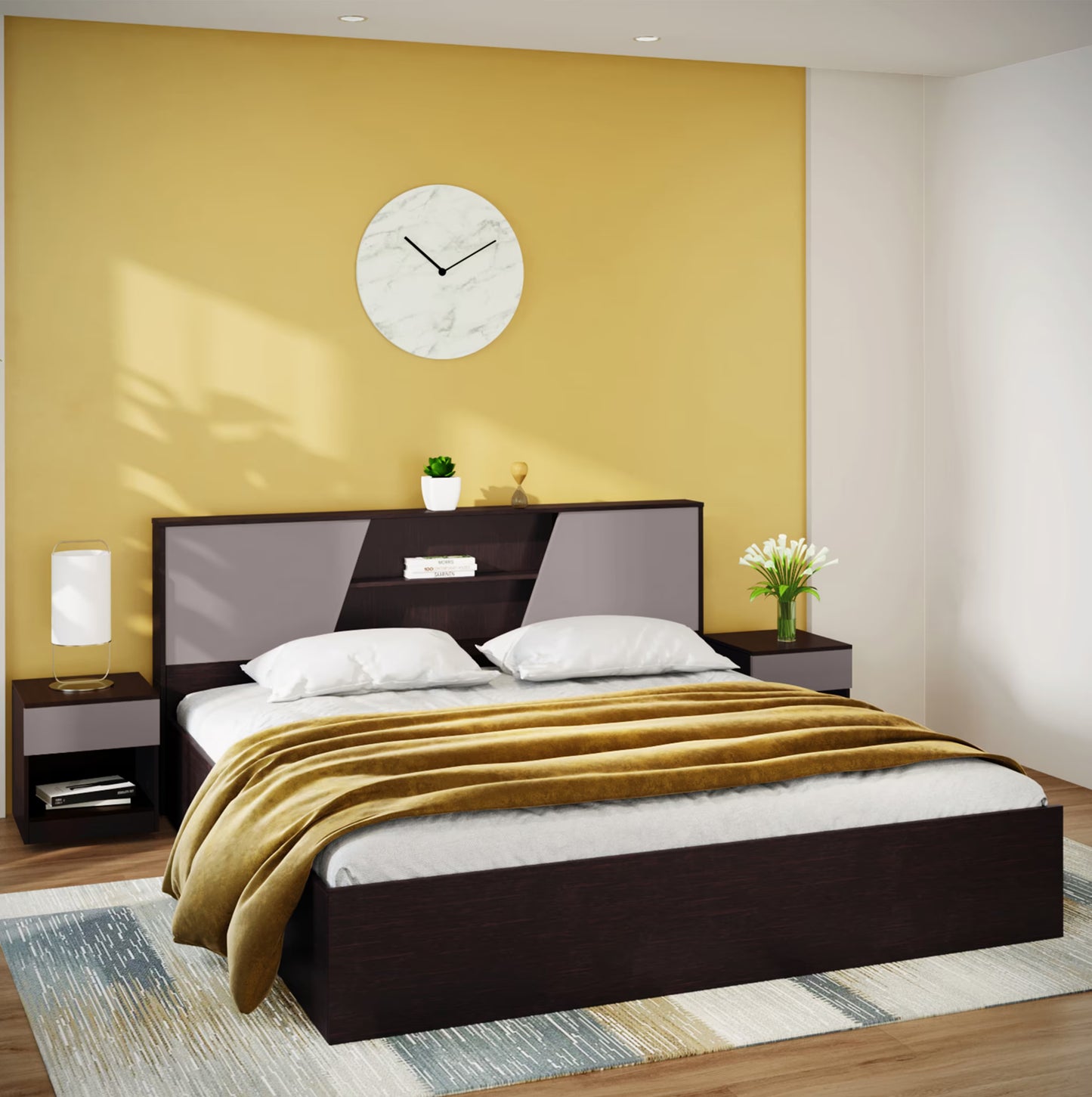 King size bed in ply-wood with box storage