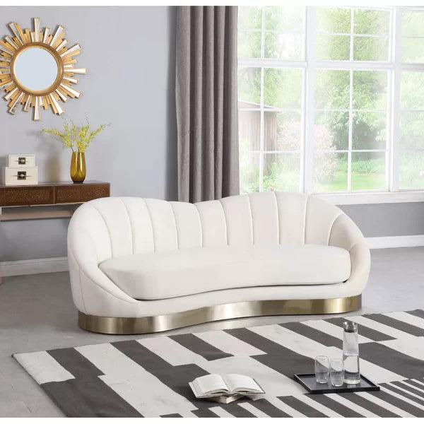 Italian Style Curved 3-Seater Sofa in Sue