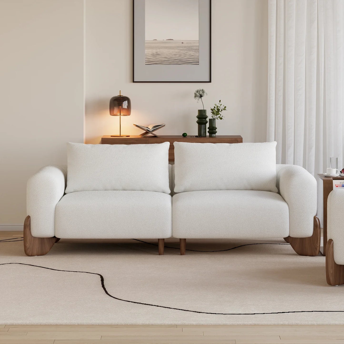 Loveseat Luxury Upholstered Sofa in Towel Suede