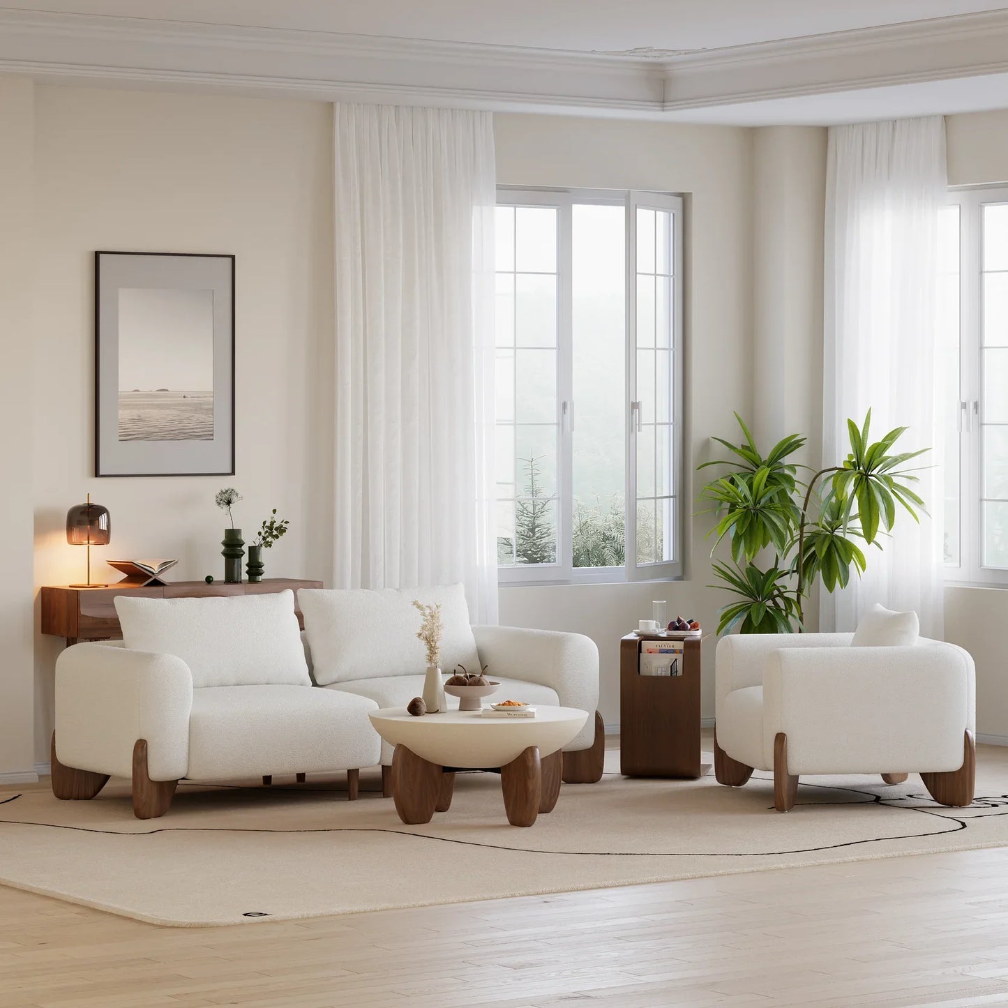 Loveseat Luxury Upholstered Sofa in Towel Suede