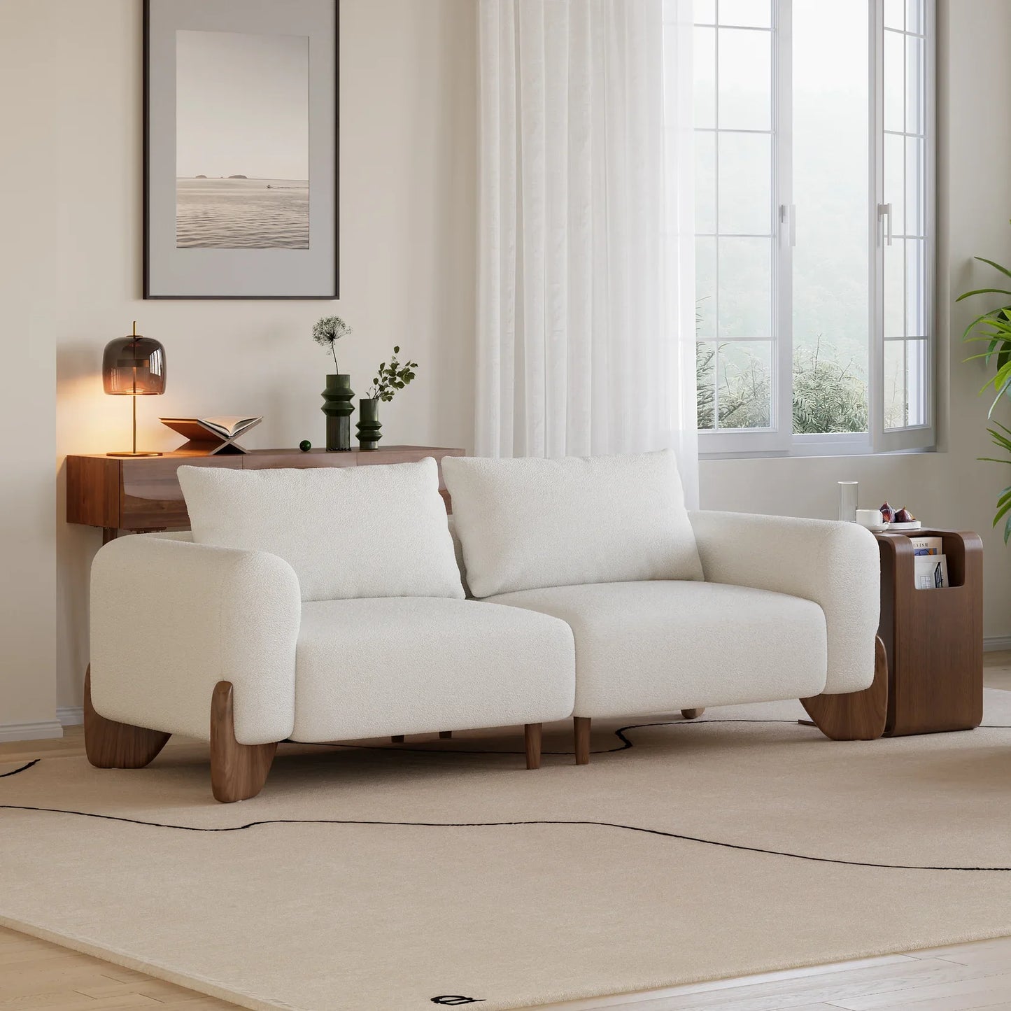 Loveseat Luxury Upholstered Sofa in Towel Suede