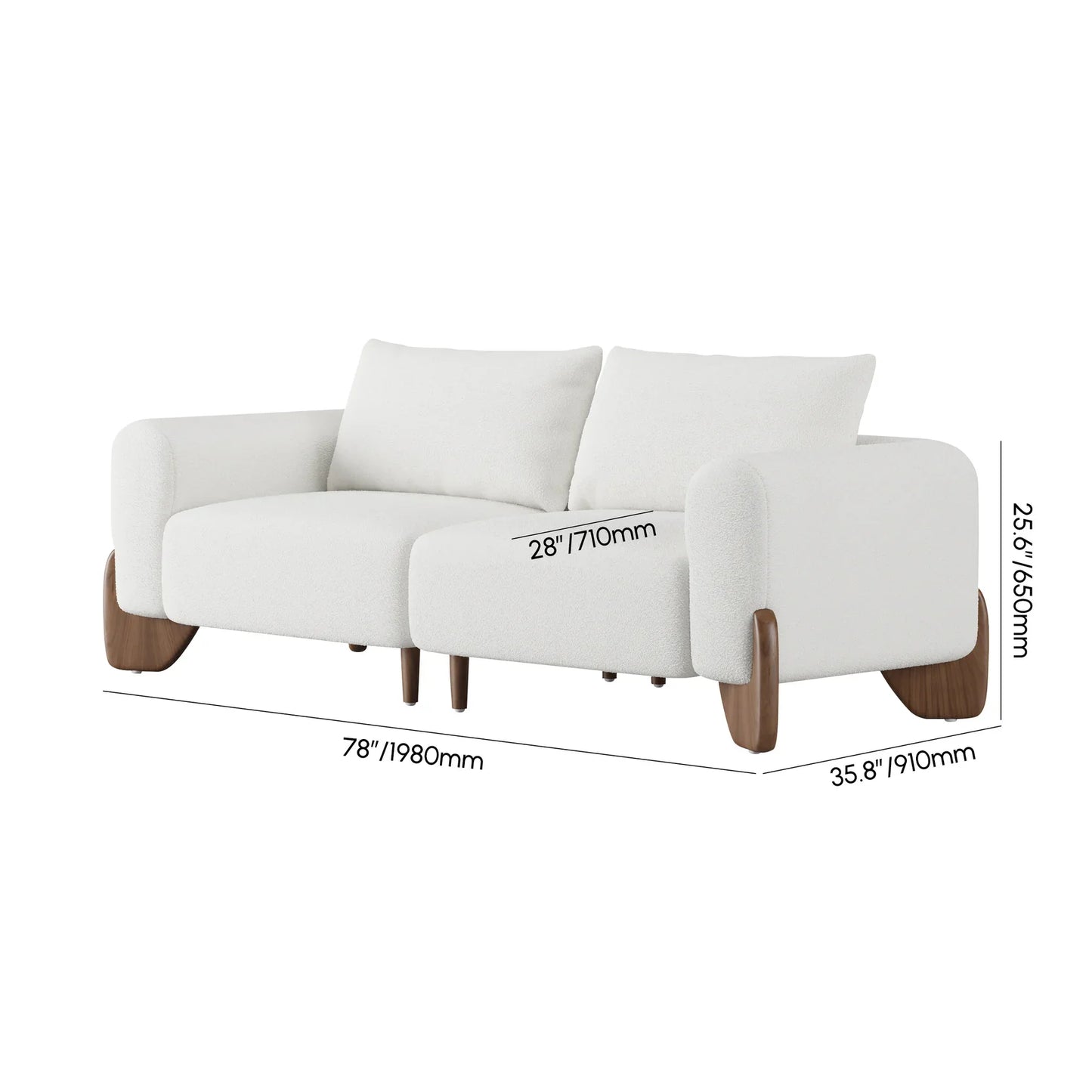 Loveseat Luxury Upholstered Sofa in Towel Suede