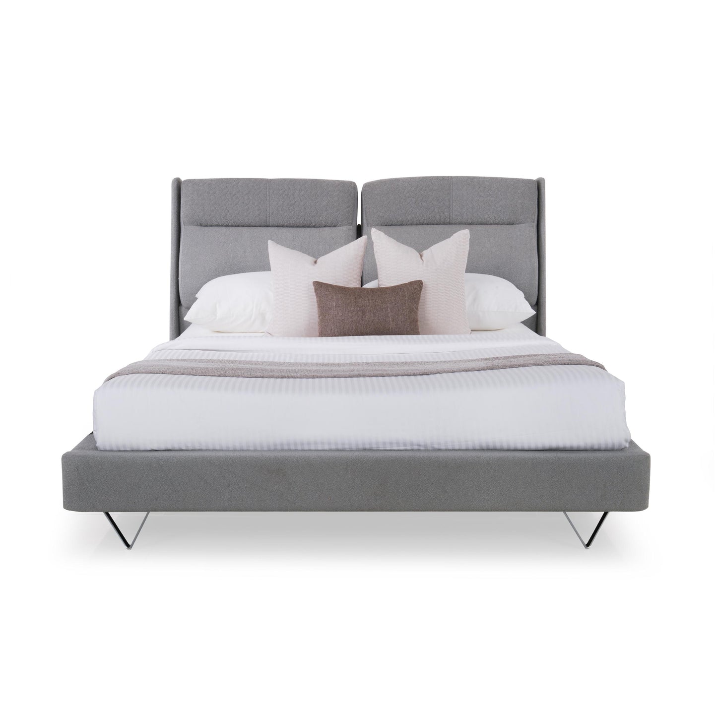 Italian Style King Size Bed with Cushioned Headboard