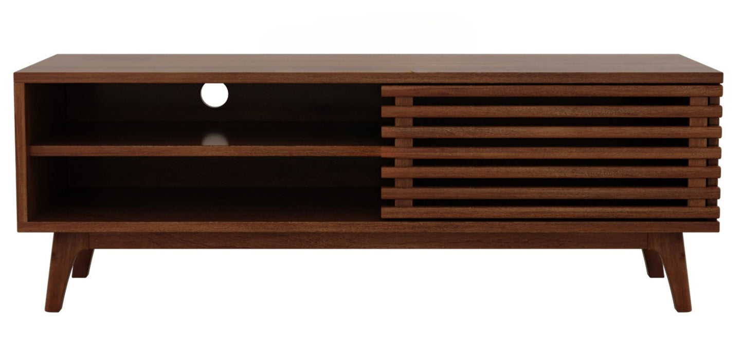 TV Cabinet with Pull Down Drawer & Open Shelves in Plywood