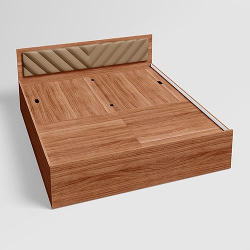 King Size Bed with upholstered Headboard in Premium Fabric with Pull-Out & Box Storage