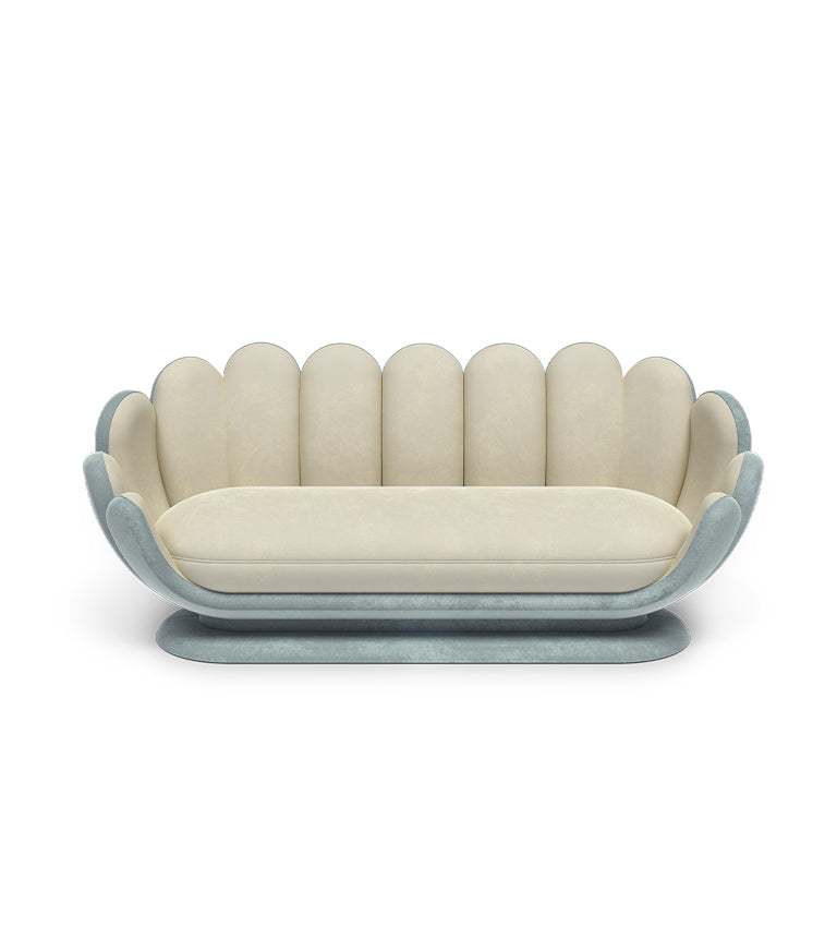 Lotus 3-Seater Designer Sofa in Suede Fabric