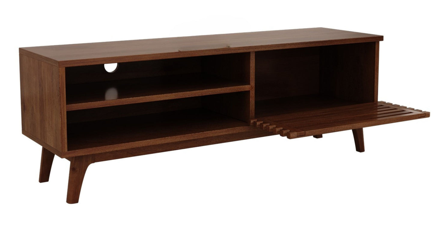 TV Cabinet with Pull Down Drawer & Open Shelves in Plywood