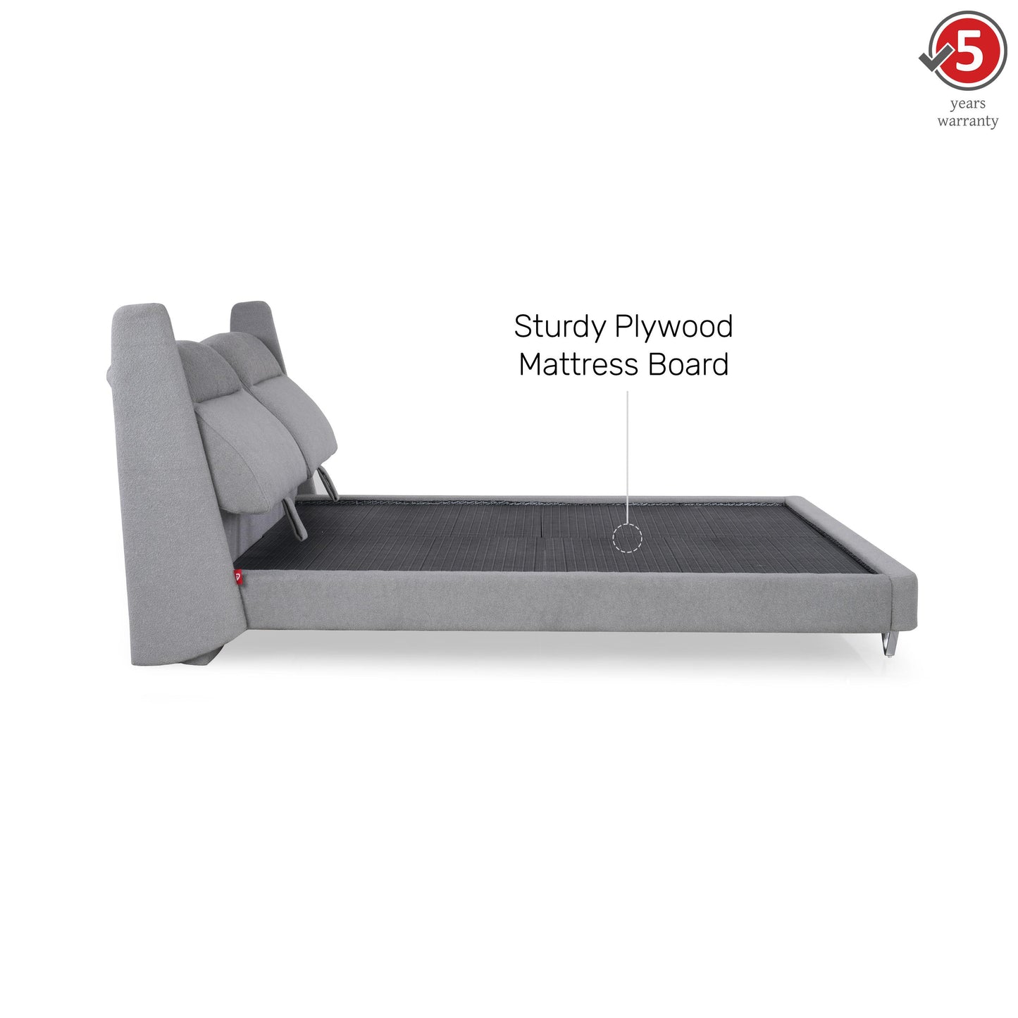 Italian Style King Size Bed with Cushioned Headboard