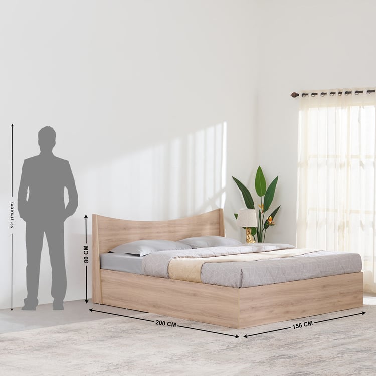 Queen Size Bed in Teak with Laminate