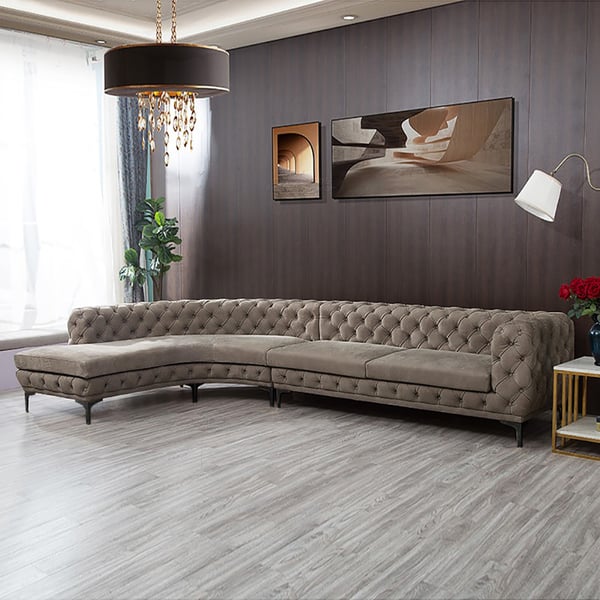 Classic Semi-Circle Curved 7-Seater Chesterfield Sofa