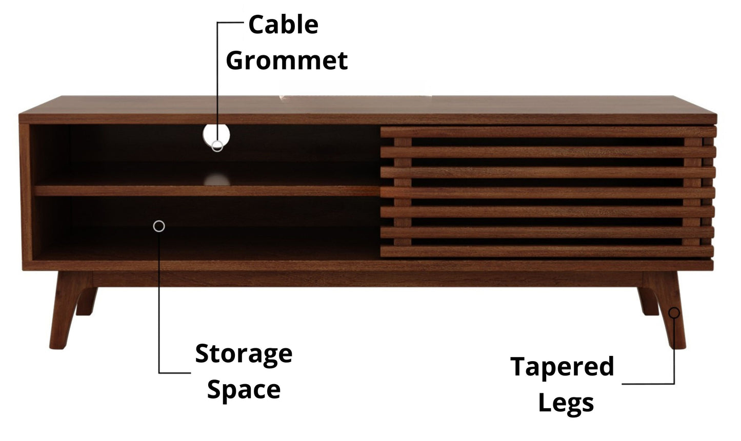 TV Cabinet with Pull Down Drawer & Open Shelves in Plywood