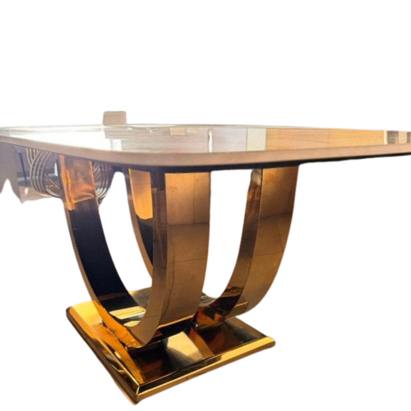 6-Seater Dining Set with Onyx Marble Top & PVD Coated Metal Base