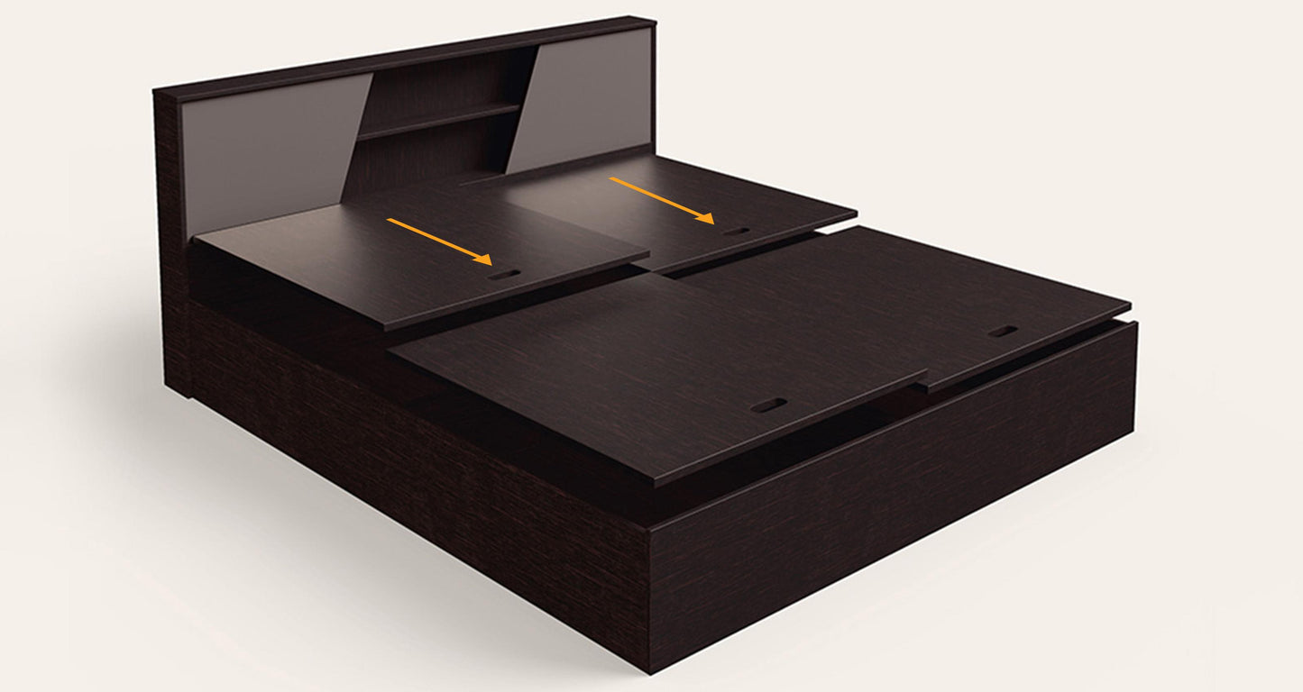 King size bed in ply-wood with box storage