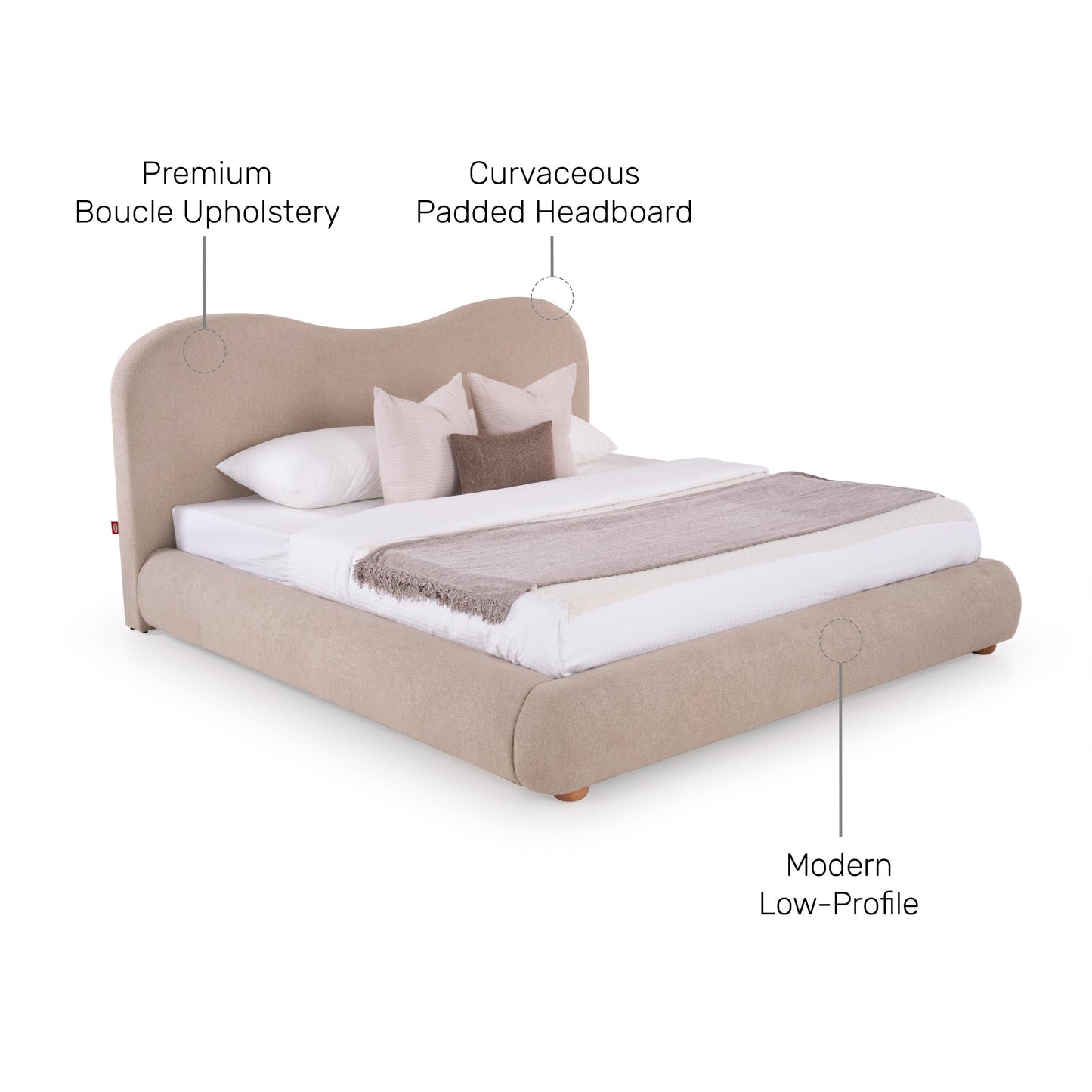 King Size Curved Upholstered Bed with Hydraulic Storage