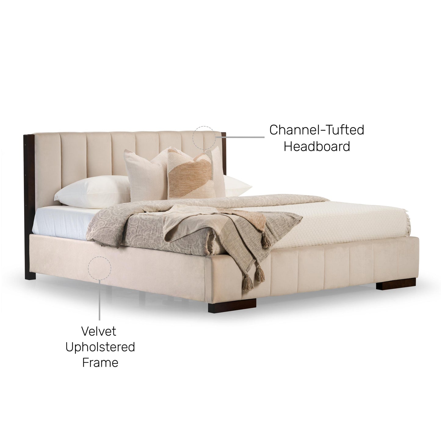 King Size Bed with Tufted Headboard Rs