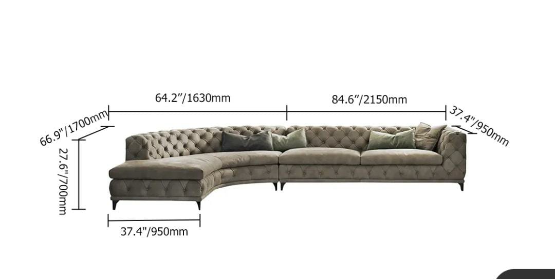 Classic Semi-Circle Curved 7-Seater Chesterfield Sofa