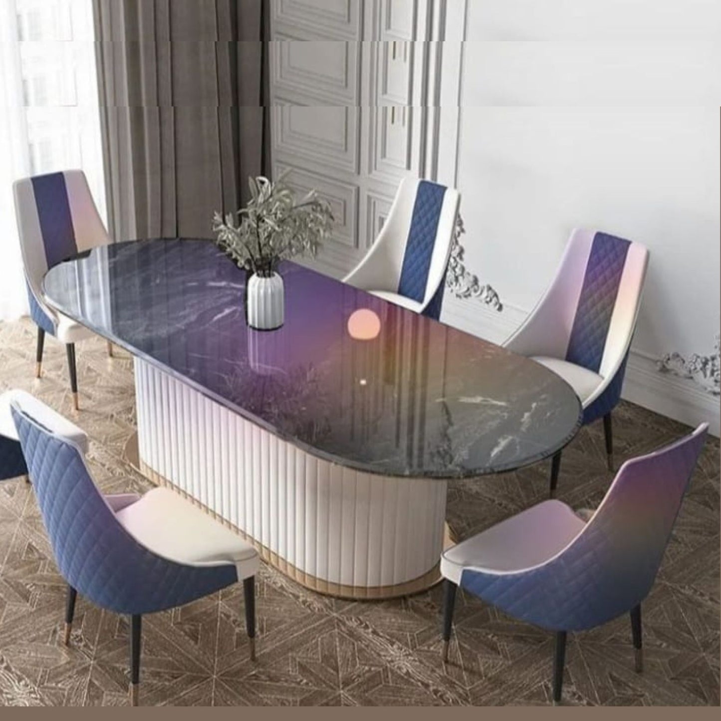 Eleonora Dining Set (6-Seater) with Italian Marble Top