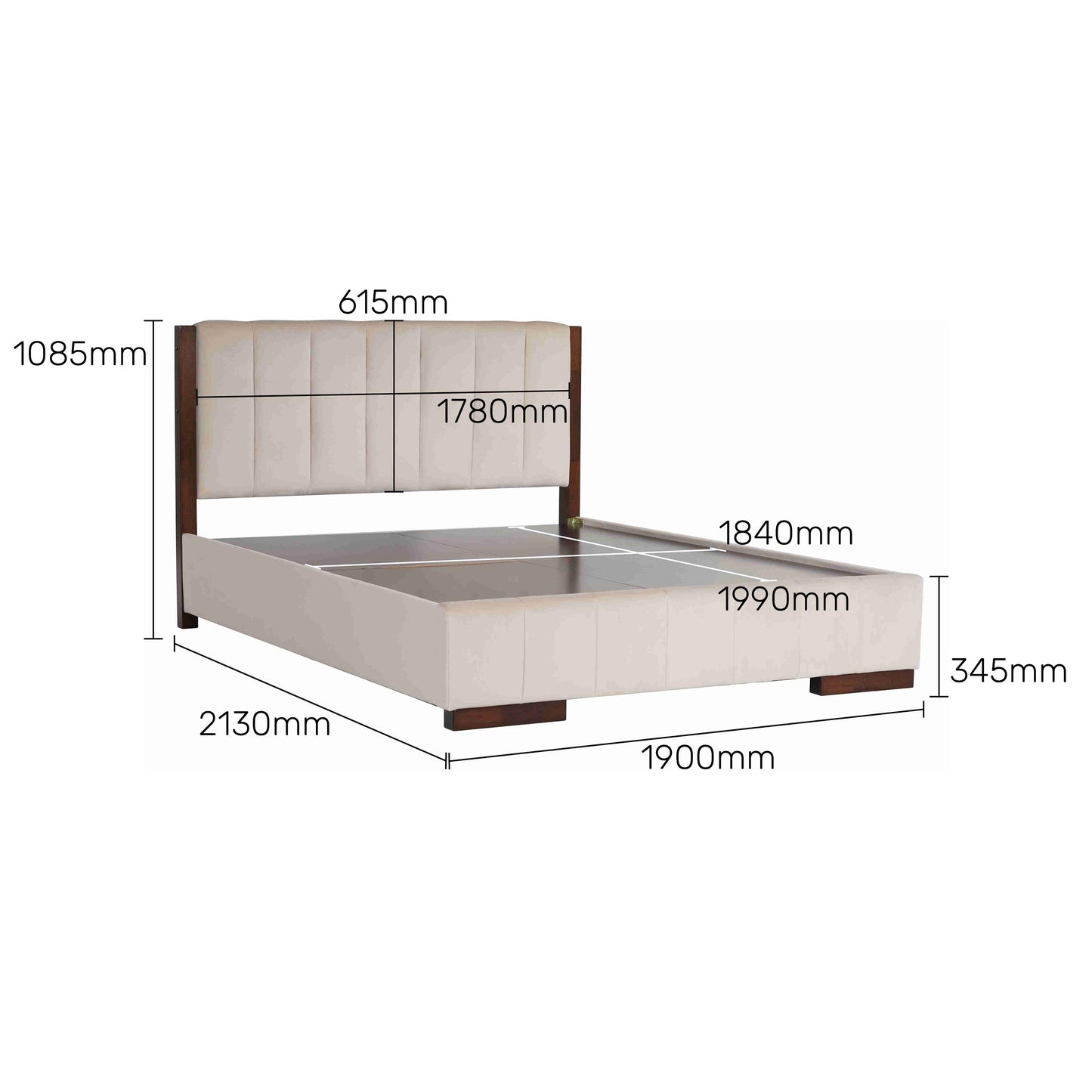 King Size Bed with Tufted Headboard Rs