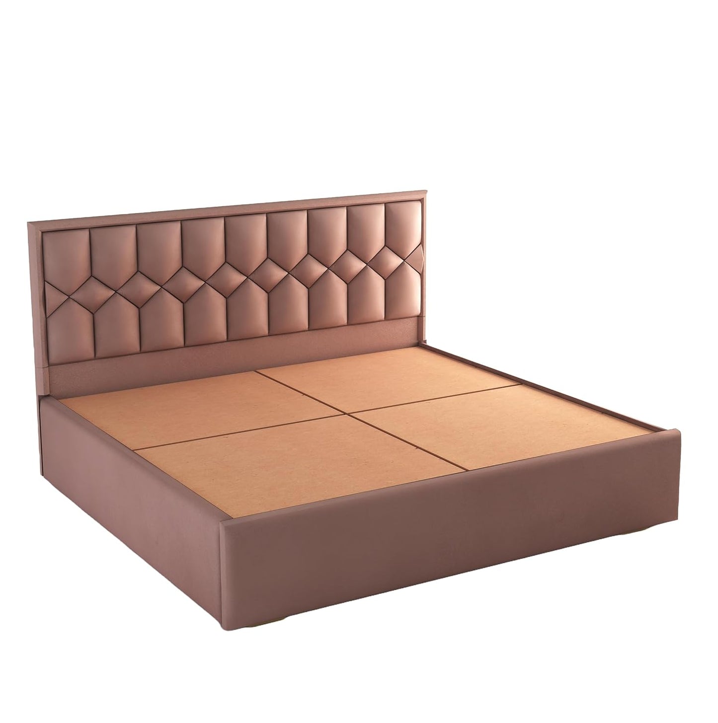 King Size Bed with Box Storage and Upholstered in Suede Fabric