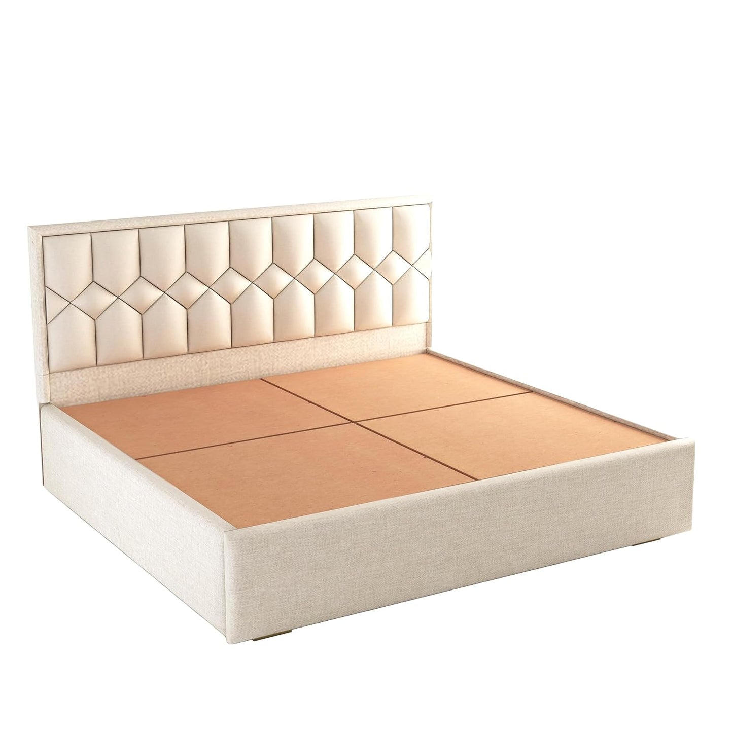 King Size Bed with Box Storage and Upholstered in Suede Fabric