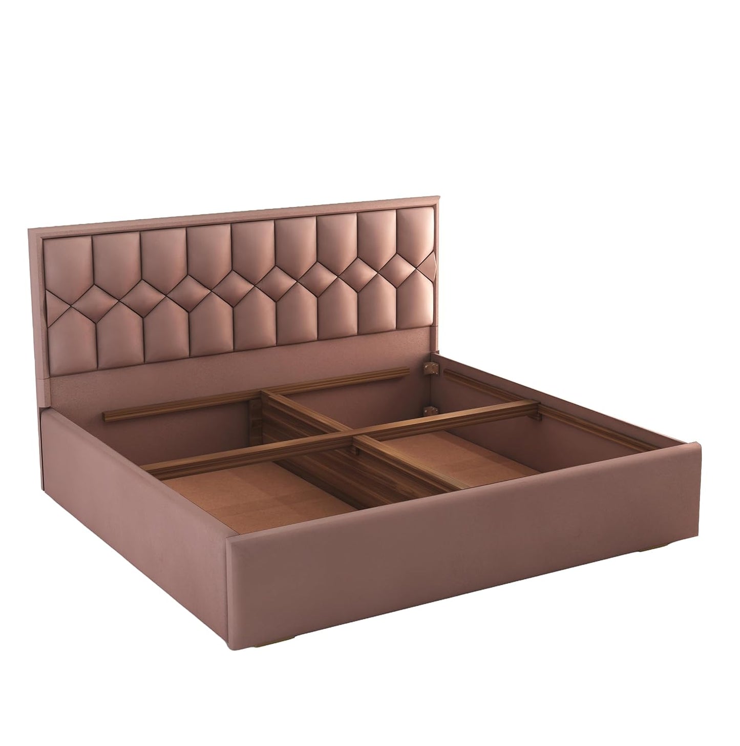 King Size Bed with Box Storage and Upholstered in Suede Fabric