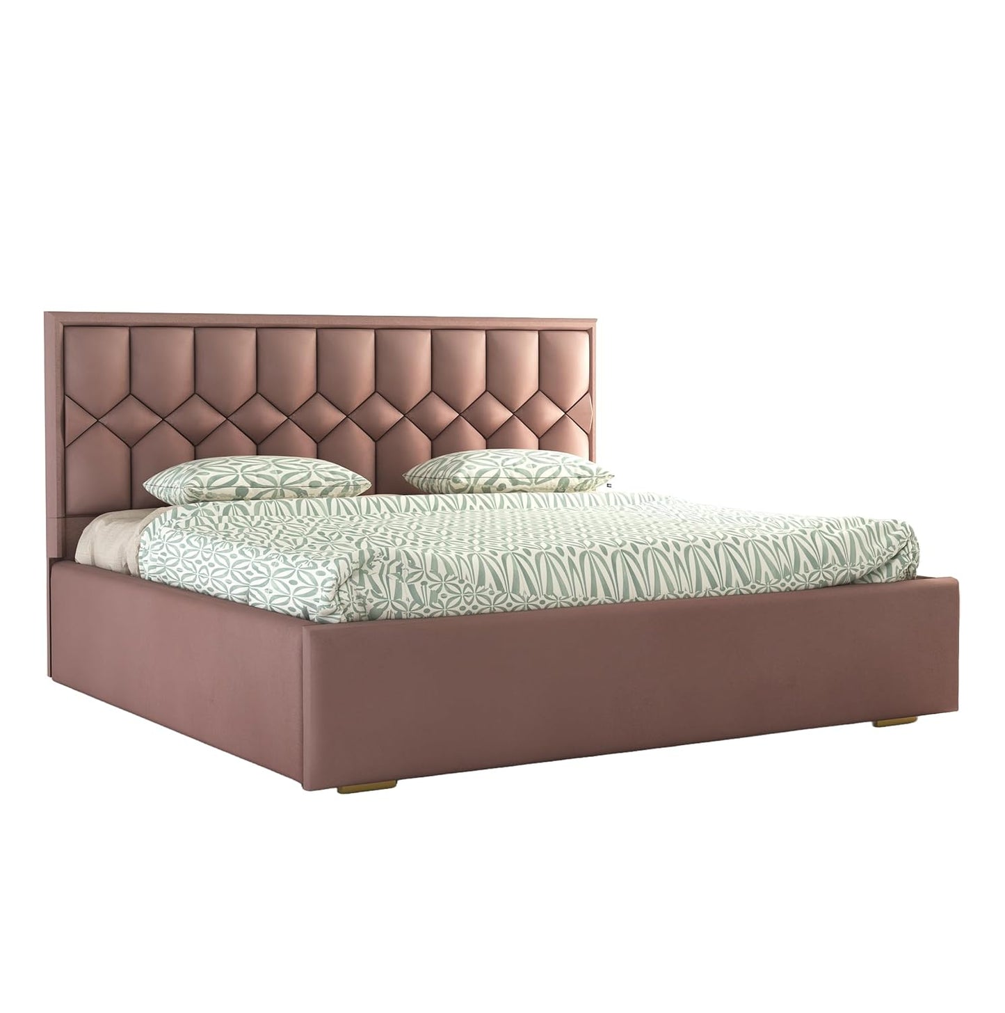 King Size Bed with Box Storage and Upholstered in Suede Fabric