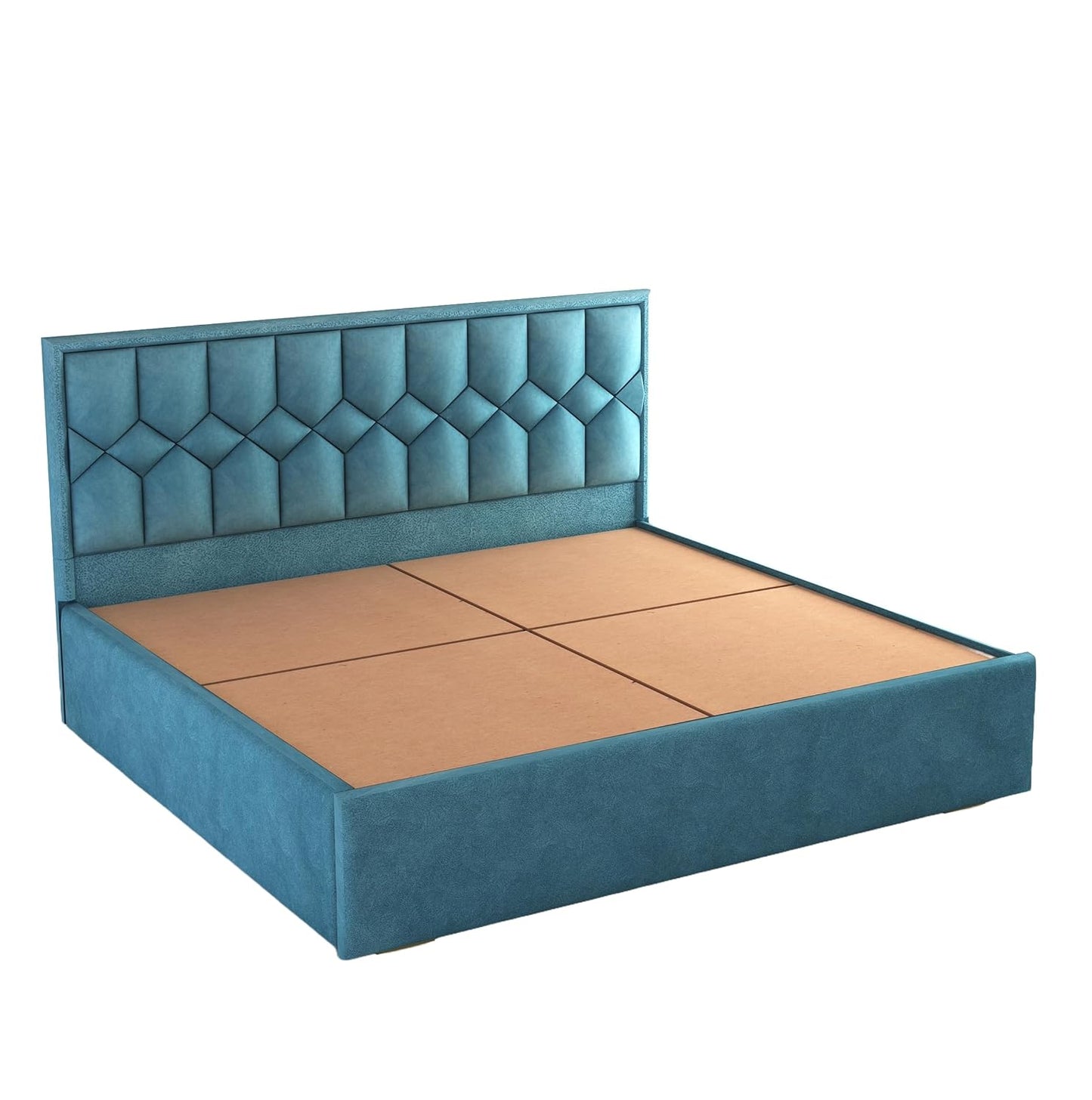King Size Bed with Box Storage and Upholstered in Suede Fabric