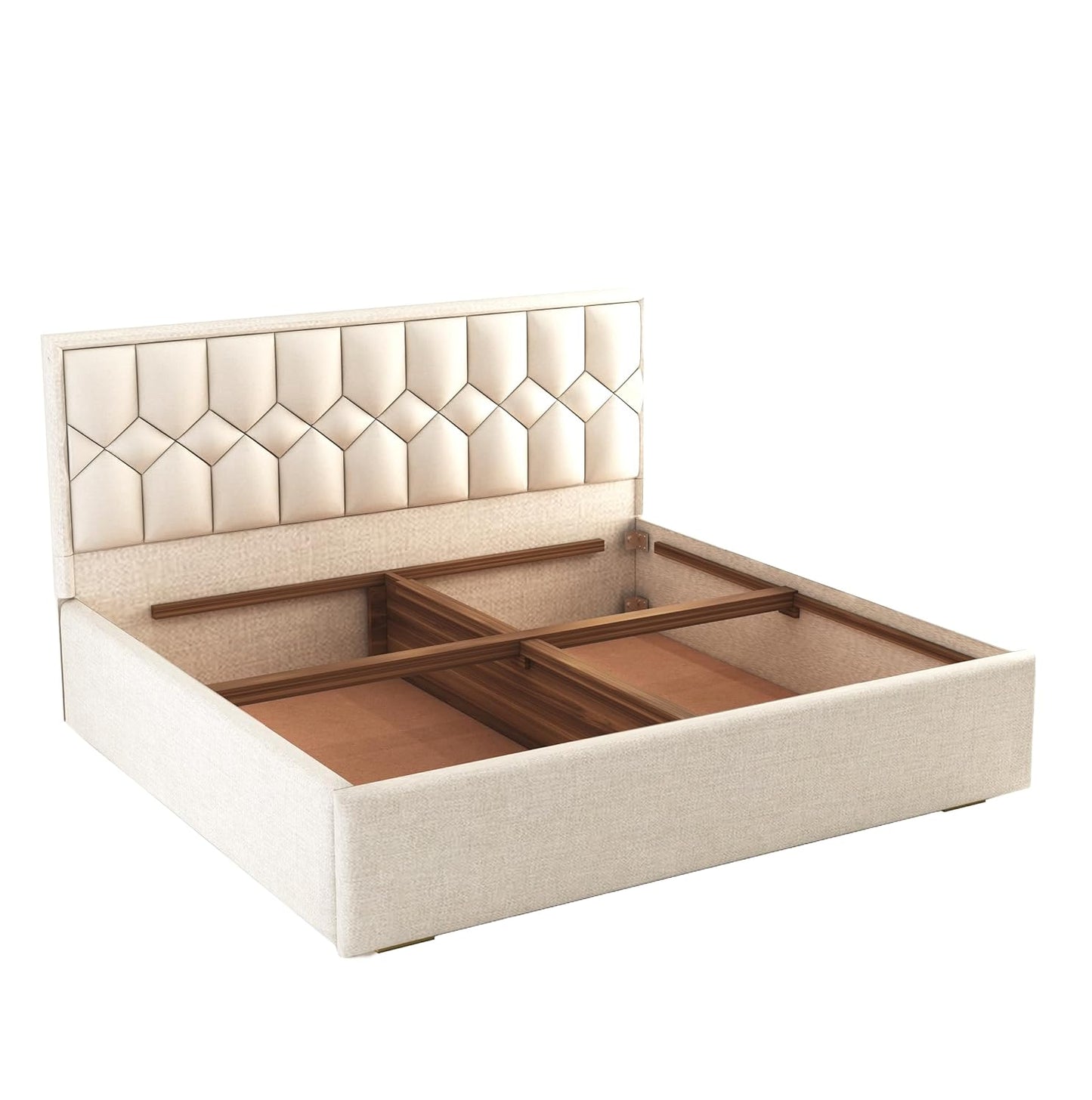 King Size Bed with Box Storage and Upholstered in Suede Fabric