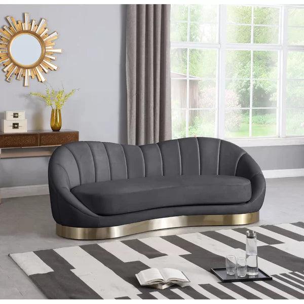 Italian Style Curved 3-Seater Sofa in Sue