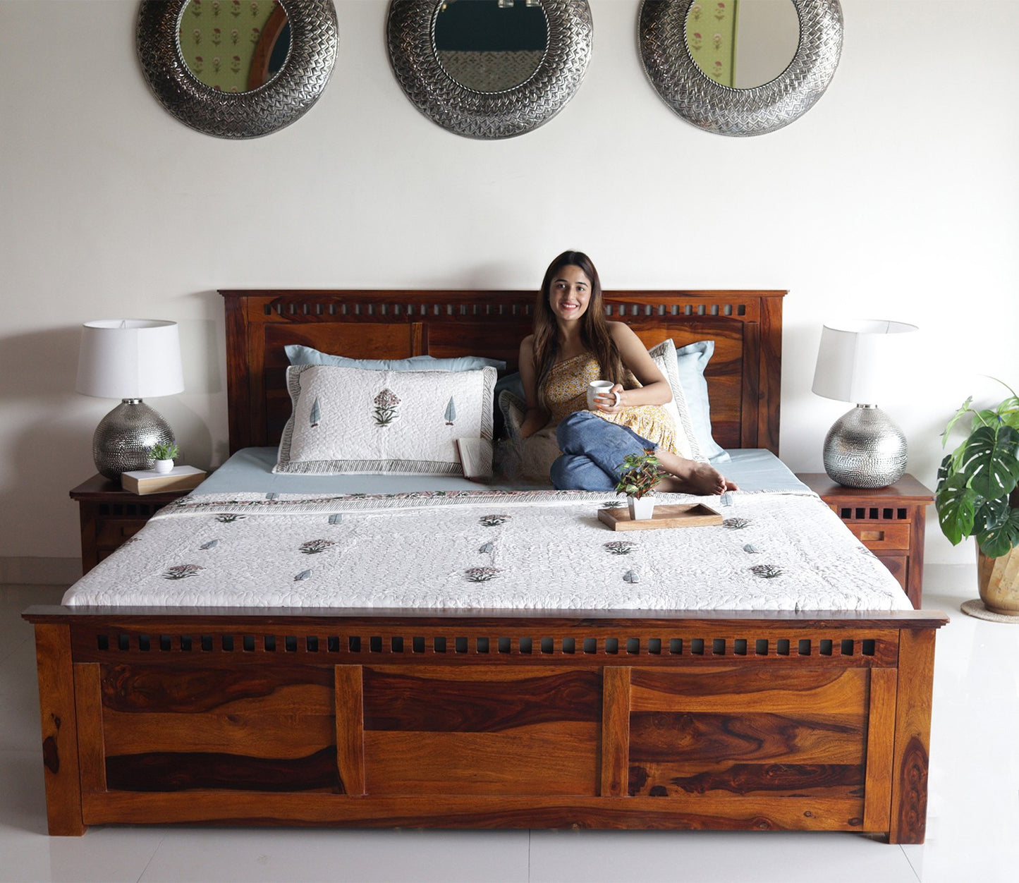 Sheesham Wood Bed with Box Storage
