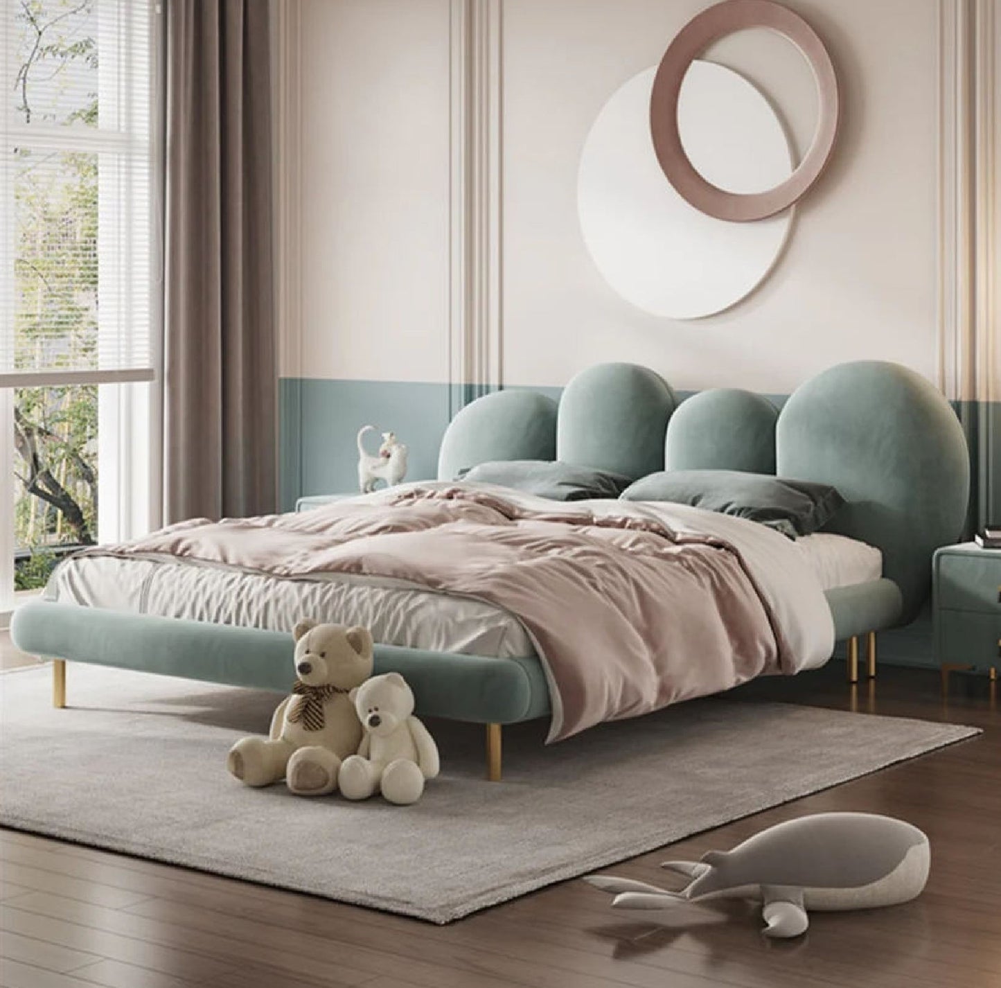 Puffy Candy Bed Upholstered with Ultra-Soft Fabric