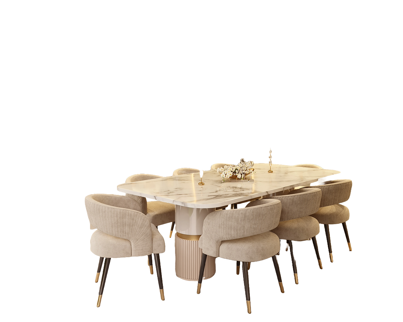 Unique 6-Seater Dining Set with Italian Marble Top