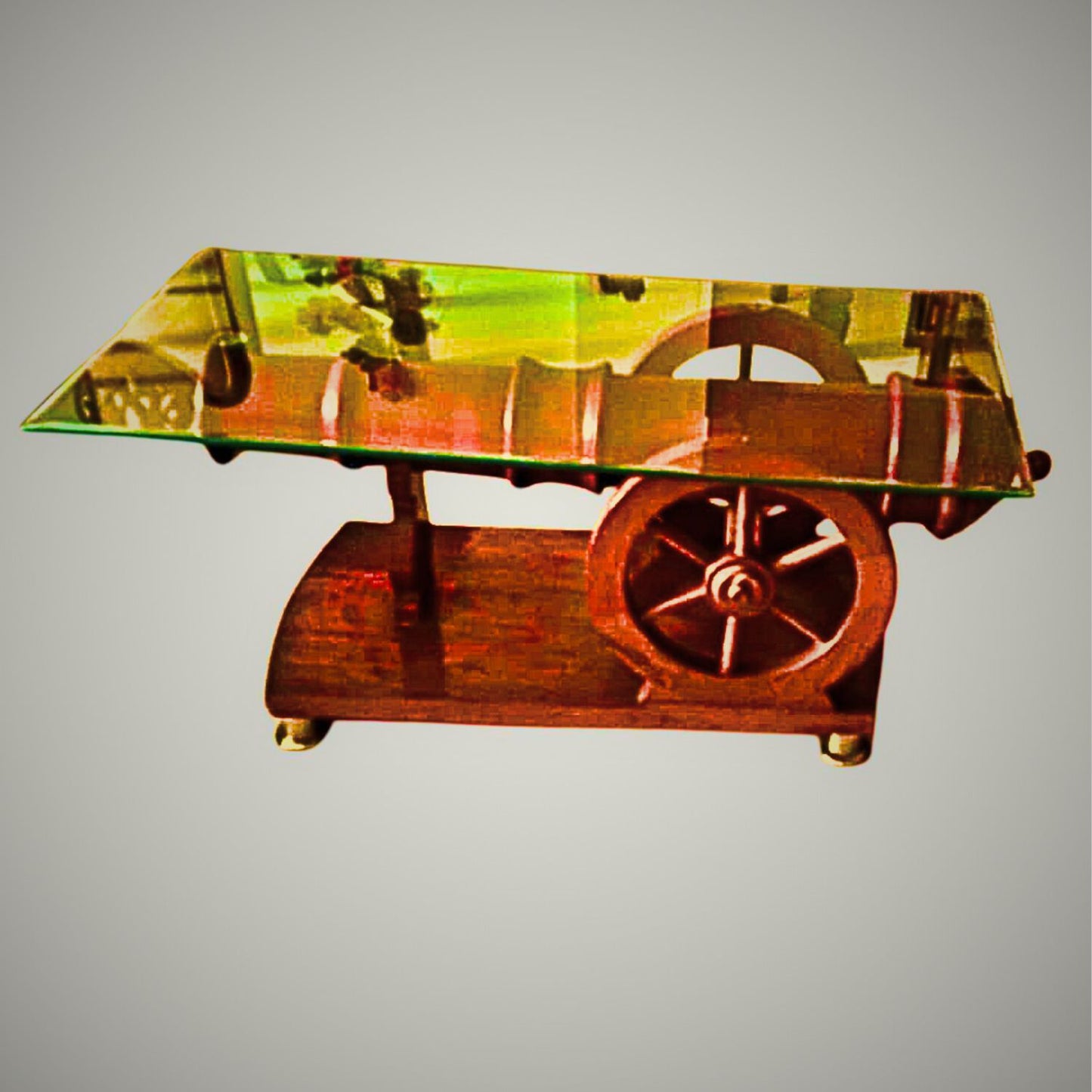 Cannon Central Table in Wood & Glass Top, designed for Defence Personnel