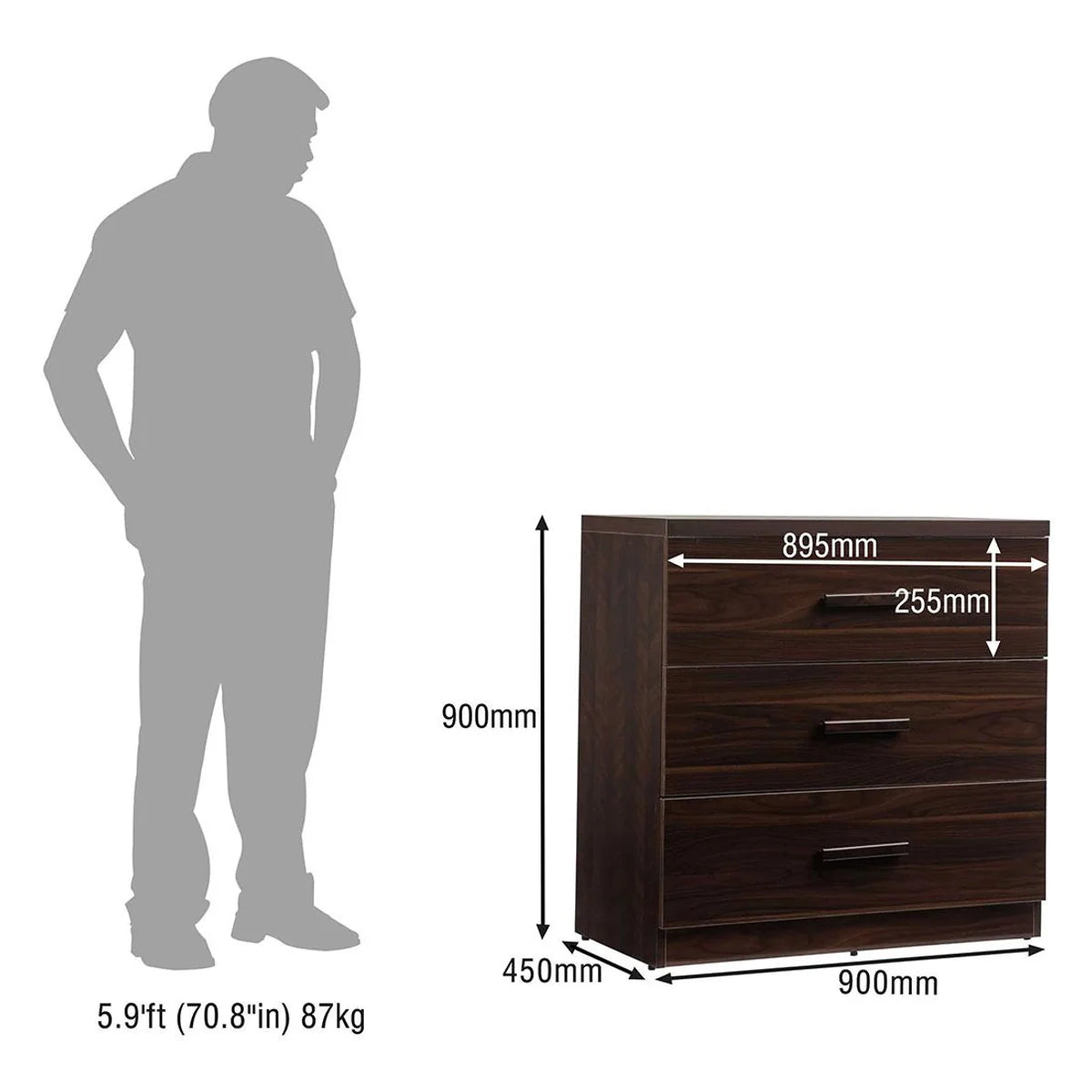 Nova Chester with 3-Drawers in Engineered Wood