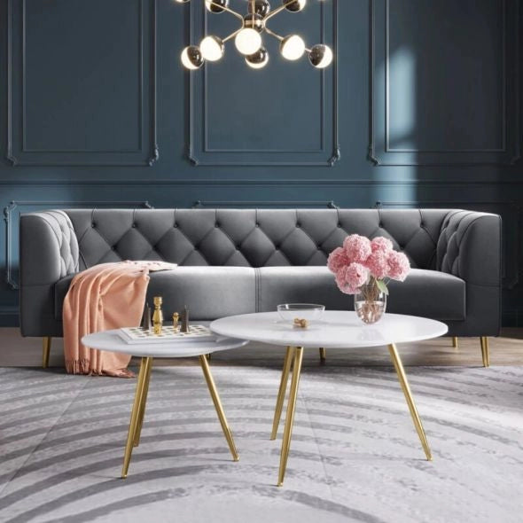 Grey Chesterfield Velvet Sofa