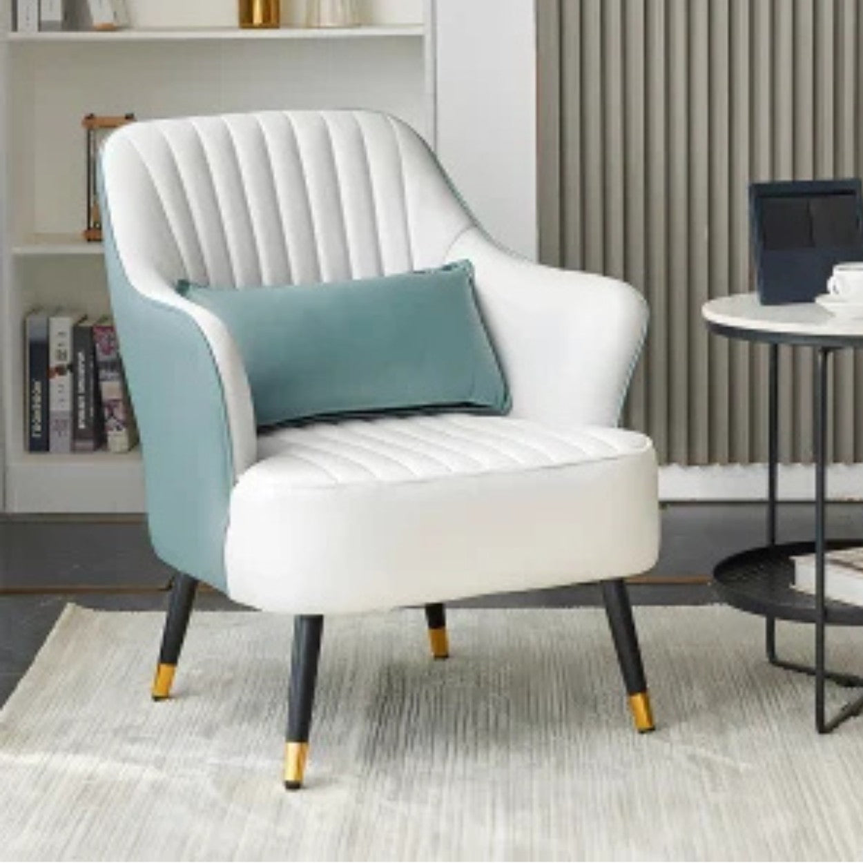 Swiss Decore Accent Chair in Suede Fabric