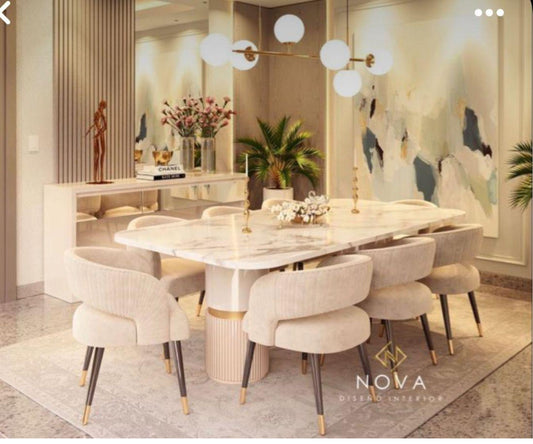 6-Seater Dining Set with Italian Marble Top