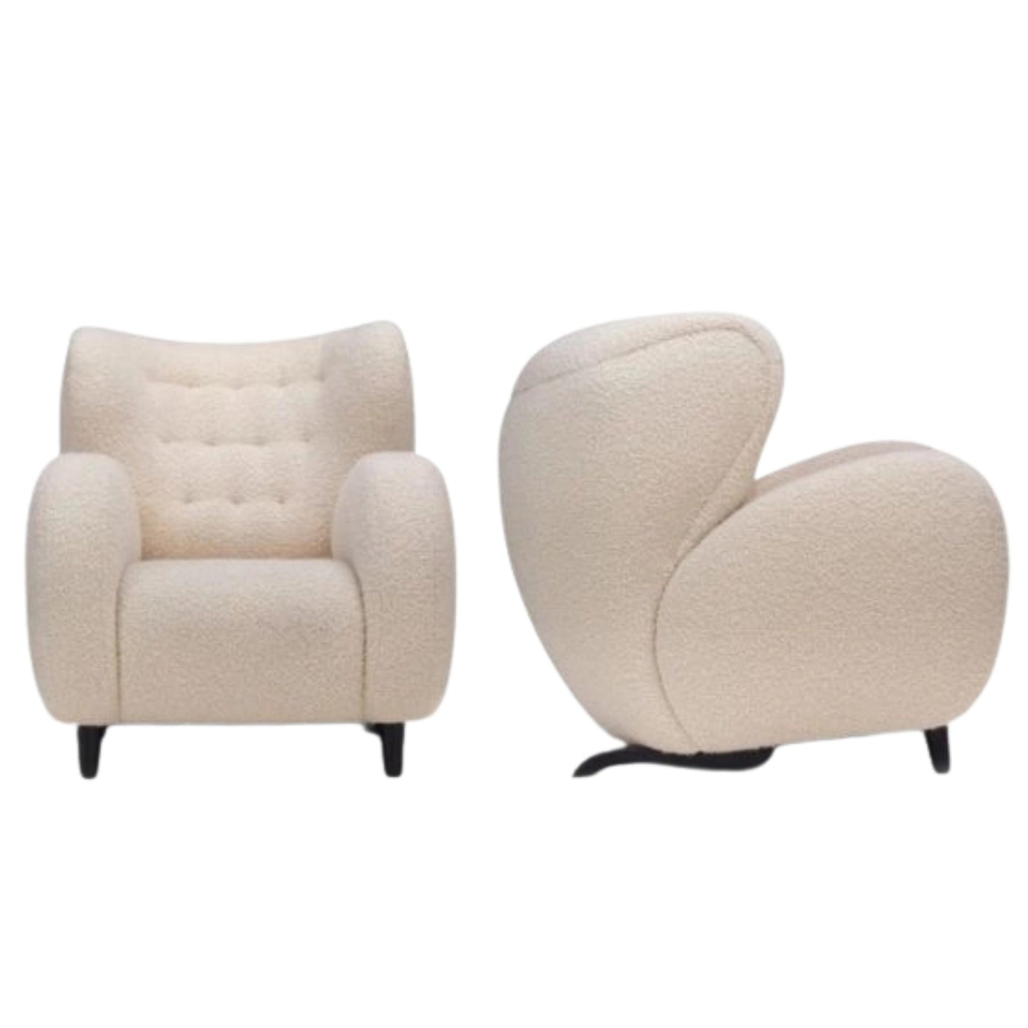 Wing Chair in Velvet Fabric for Bedroom & Living Room