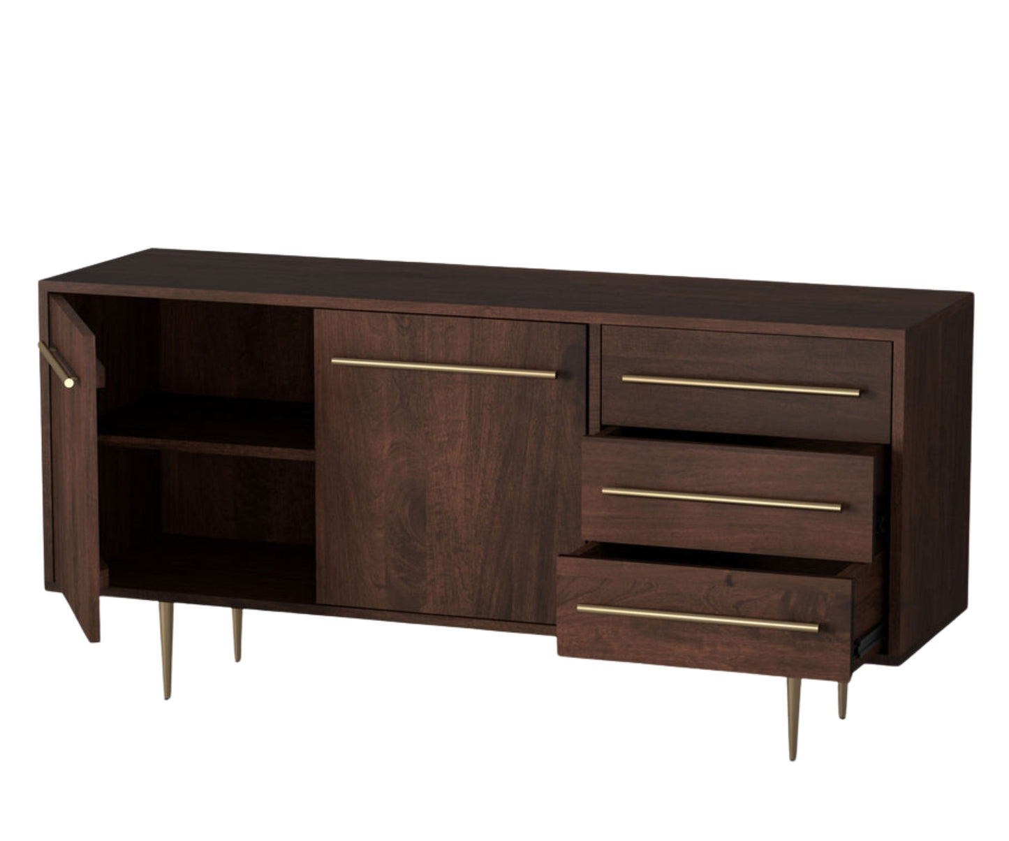 Console in PlyBoard with 2-Doors and 3-Drawers with Metal Handles