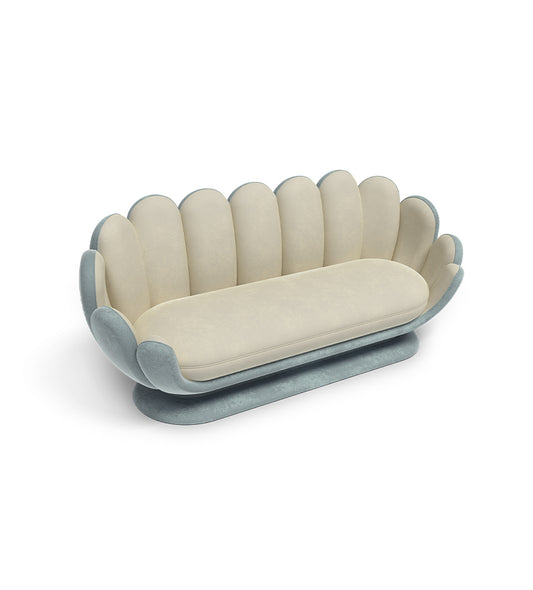 Lotus 3-Seater Designer Sofa in Suede Fabric
