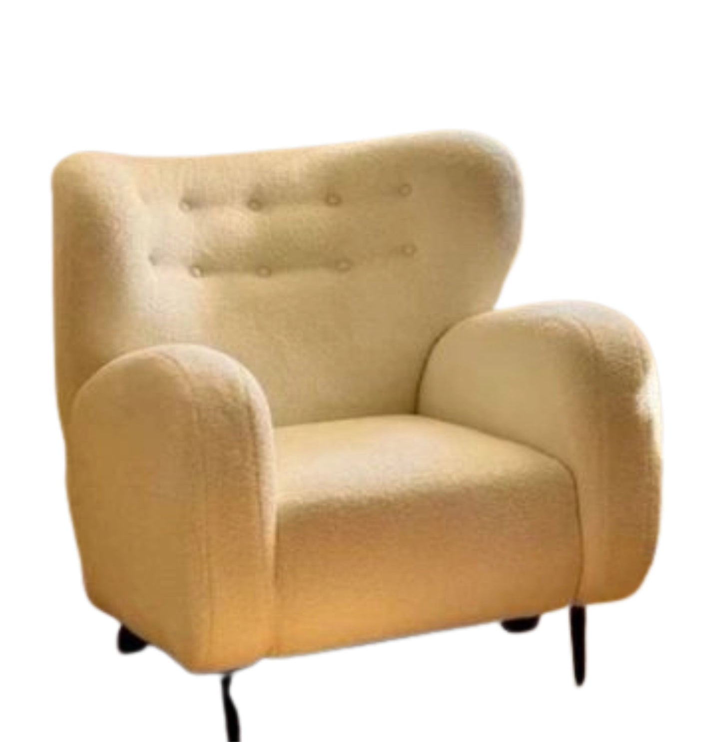 Wing Chair in Velvet Fabric for Bedroom & Living Room