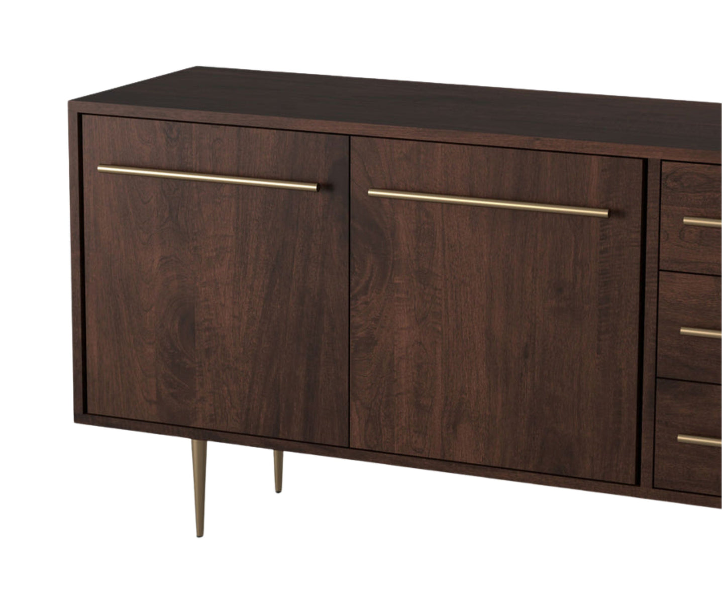Console in PlyBoard with 2-Doors and 3-Drawers with Metal Handles