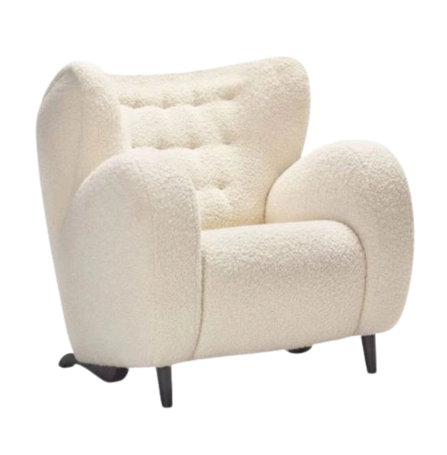Wing Chair in Velvet Fabric for Bedroom & Living Room