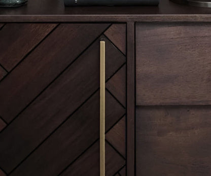 Console in Plywood with 3-Drawers and 2-Door Selves with Brass Handles