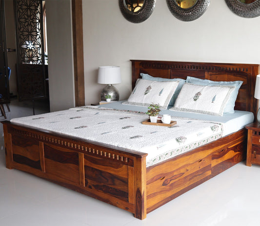 Sheesham Wood Bed with Box Storage