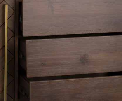 Console in Plywood with 3-Drawers and 2-Door Selves with Brass Handles
