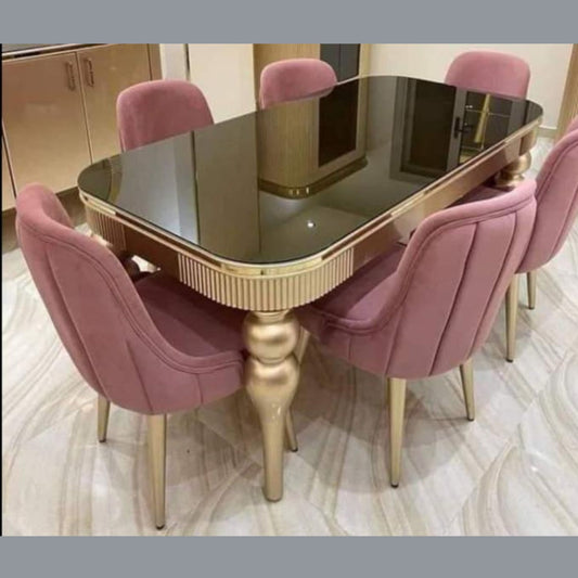 Admira Dining Set (6-Seater) with Black Granite Stone Top