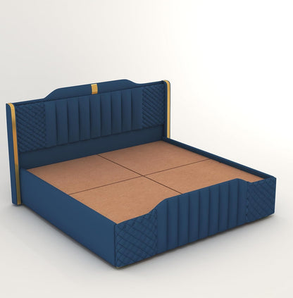 King Size Bed with upholstered High Back in Premium Fabric with Storage Box