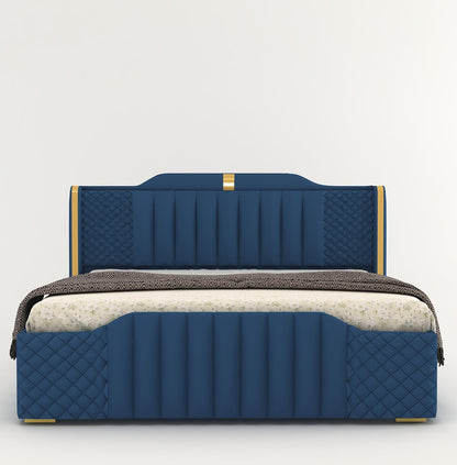 King Size Bed with upholstered High Back in Premium Fabric with Storage Box